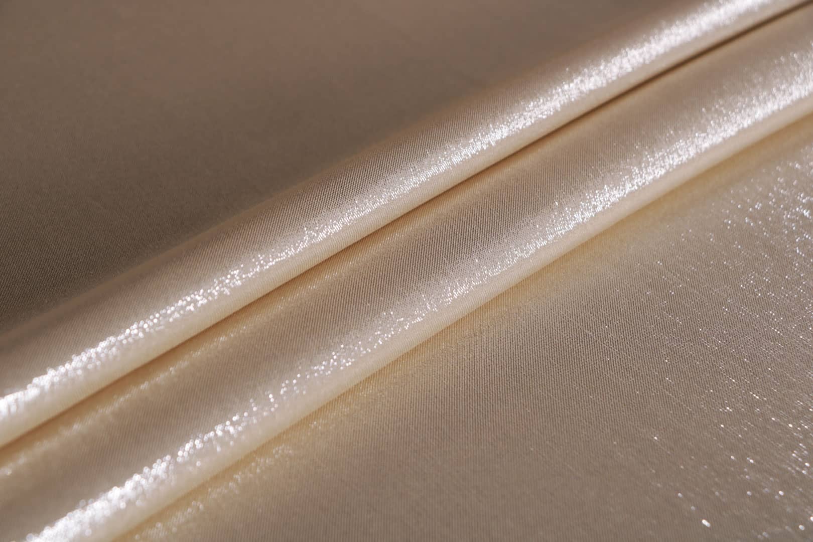 Beige, Silver Polyester, Silk fabric for dressmaking