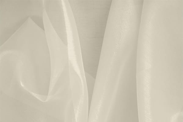Vanilla White Silk Organza fabric for dressmaking