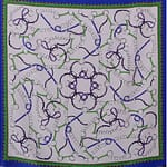 Blue, Green Silk Crêpe de Chine fabric for dressmaking