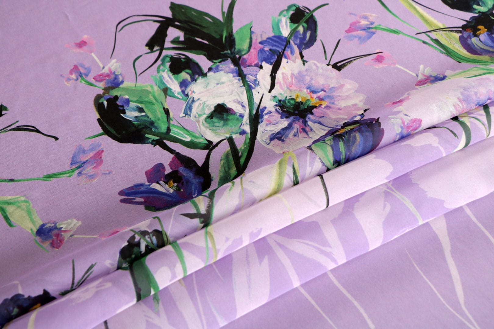 Tissu Georgette Multicolor, Violet en Soie pour vêtements