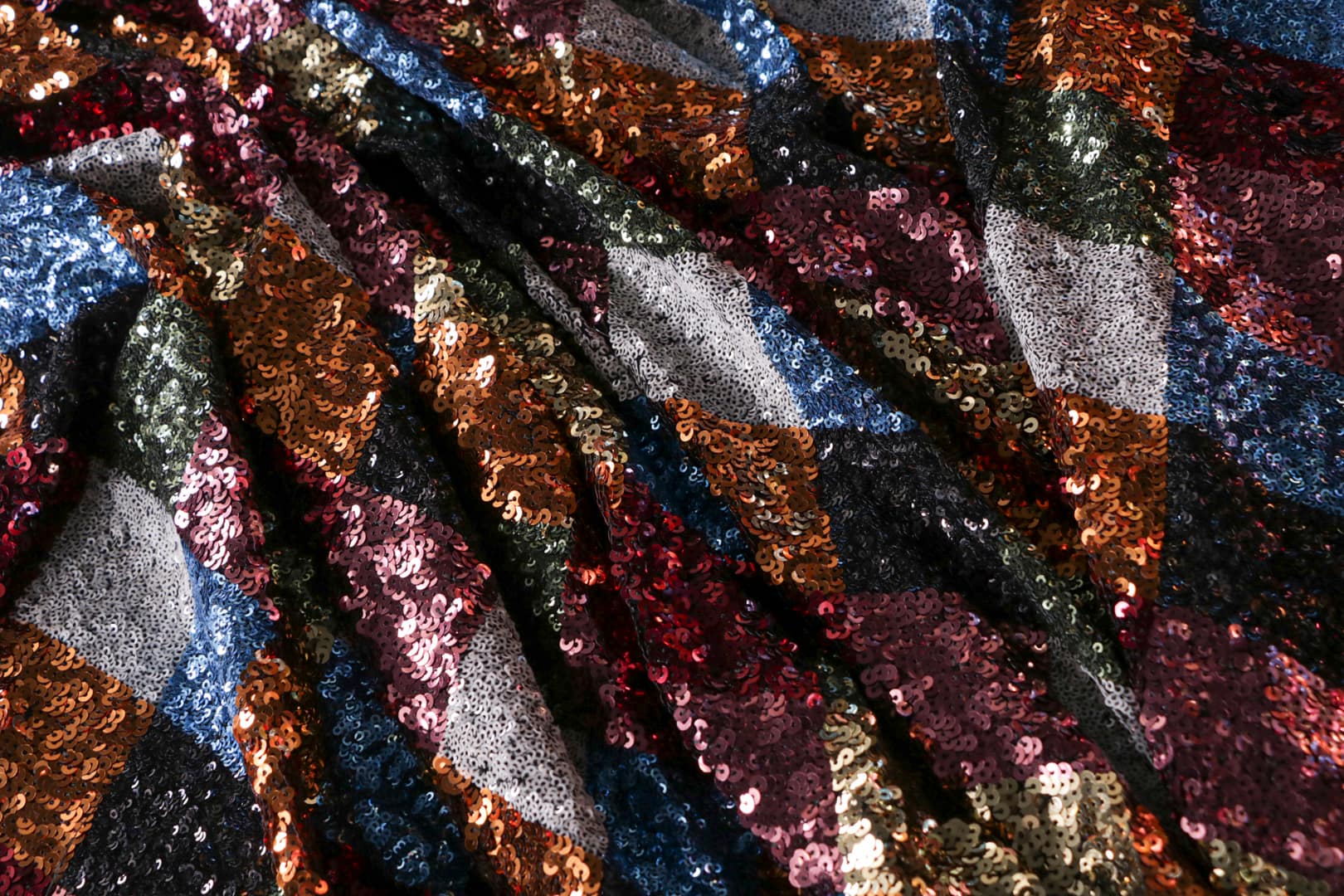 Tessuto Paillettes Multicolore in Poliestere, Stretch per abbigliamento