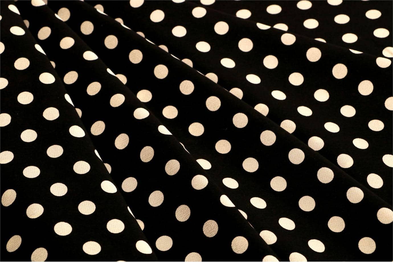 Black, White Silk Polka Dot Fabric - Crepe Se Omnibus Pois 201901