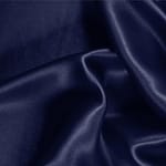 Tessuto Crêpe Satin Blu Marine in Seta per abbigliamento