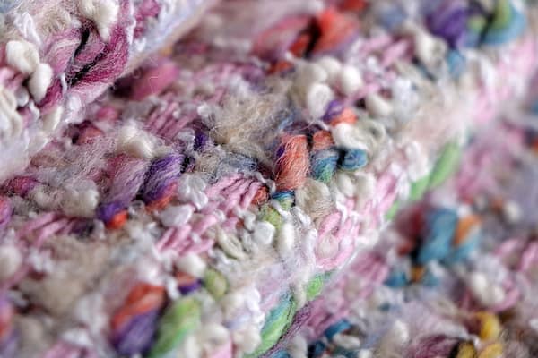 Tessuto Multicolore, Rosa in Cotone, Lana, Poliestere per abbigliamento