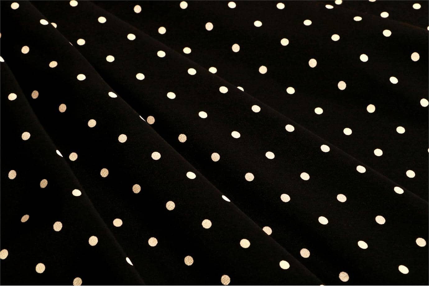 Black, White Silk Polka Dot Fabric - Crepe Se Omnibus Micro Pois 201901