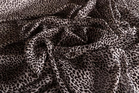 Stretch animale leopardo stampa su grigio screziato Jersey tessuto sartoriale 1.6 MT. 