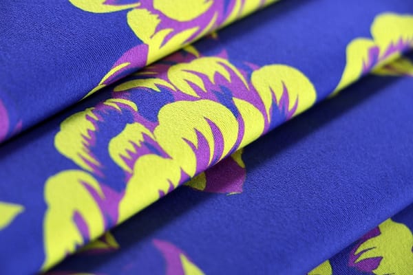 Purple, Yellow Polyester, Stretch fabric for dressmaking