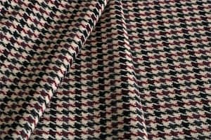 Beige, Red Tartan Wool-blend Coating Fabric - Pied Poule 000801