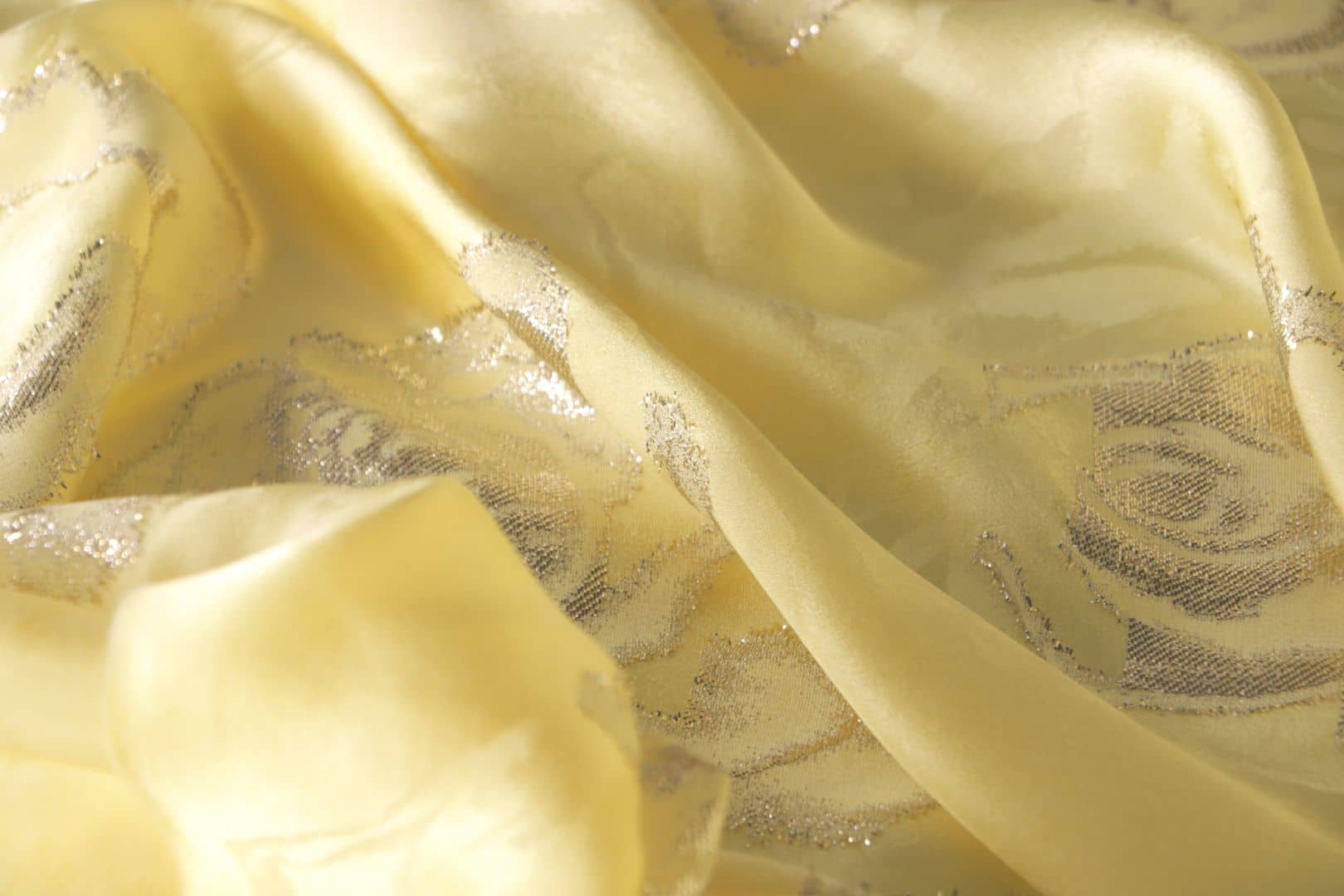 Yellow Polyester, Silk fabric for dressmaking