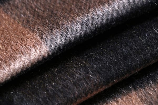 Beige, Black Polyester, Wool fabric for dressmaking