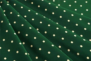 Green, White Silk Polka Dot Fabric - Crepe Se Omnibus Micro Pois 201604