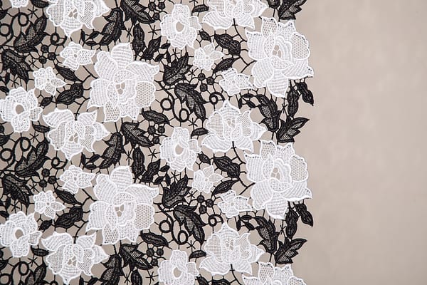 Black, White Polyester, Viscose fabric for dressmaking