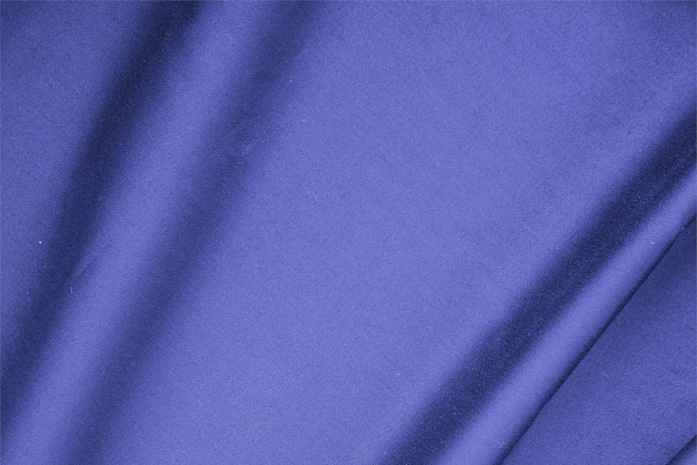 Tissu Satin de coton stretch Bleu saphir en Coton, Stretch pour vêtements