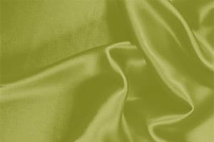 Tessuto Crêpe Satin Verde Acido in Seta per abbigliamento