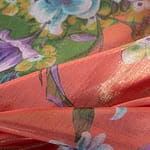 Green, Orange, Red Polyester, Silk Chiffon fabric for dressmaking