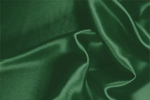 Tessuto Crêpe Satin Verde Smeraldo in Seta per abbigliamento