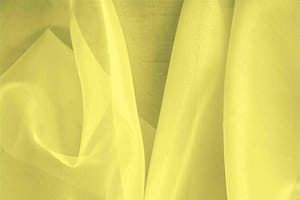 Tessuto Organza Giallo Limone in Seta per abbigliamento