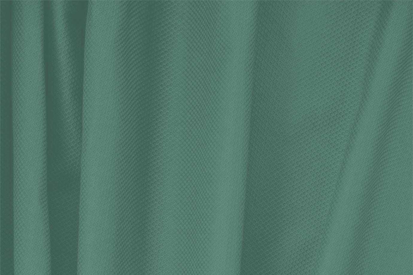 Tessuto Piquet Stretch Verde Calabrone in Cotone, Stretch per abbigliamento