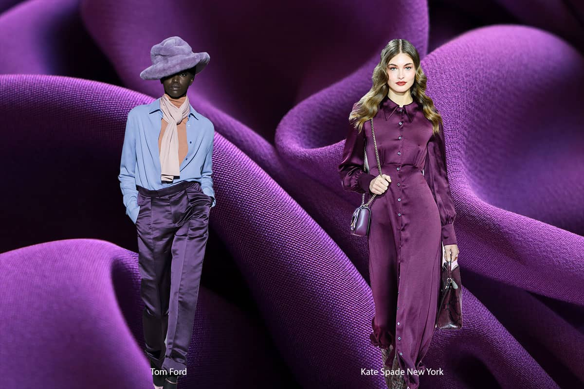 Fall Winter 2019 2020 colour trends: Tyrian Purple fabrics