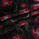 Black, Green, Red Polyester, Silk fabric for dressmaking