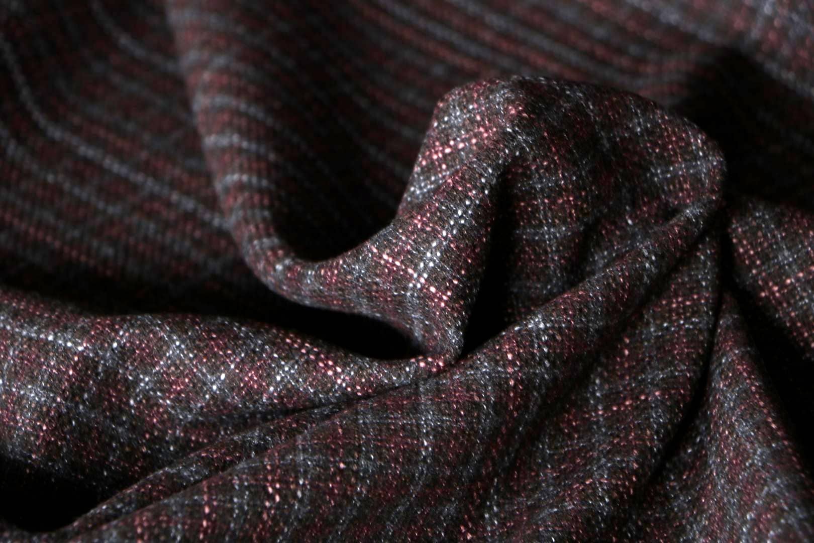 Gray, Red Silk, Wool fabric for dressmaking