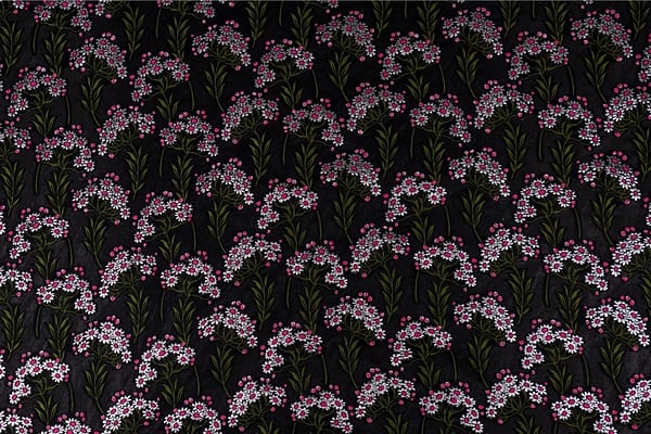 Black, Pink, Silver Polyester, Silk fabric for dressmaking