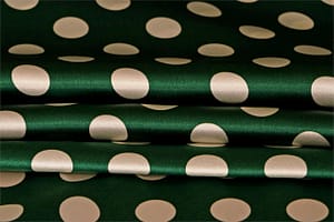 Green, White Silk Satin Polka Dot Fabric - Raso Se Ominibus Pois 201604