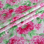 Fuxia, Green, White Cotton fabric for dressmaking