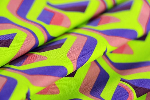 Pink, Purple, Yellow Polyester, Stretch fabric for dressmaking