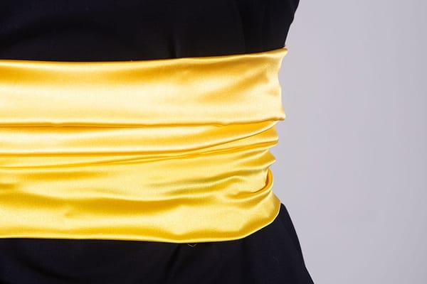 Sun yellow crêpe back satin fabric in pure silk | new tess