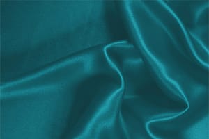 Tessuto Raso Stretch Blu Turchese in Seta, Stretch per abbigliamento