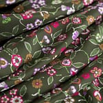 Green, Multicolor Silk Crêpe de Chine fabric for dressmaking