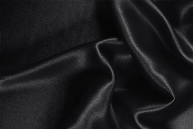 Black Organic Silk Crêpe Satin fabric for dressmaking