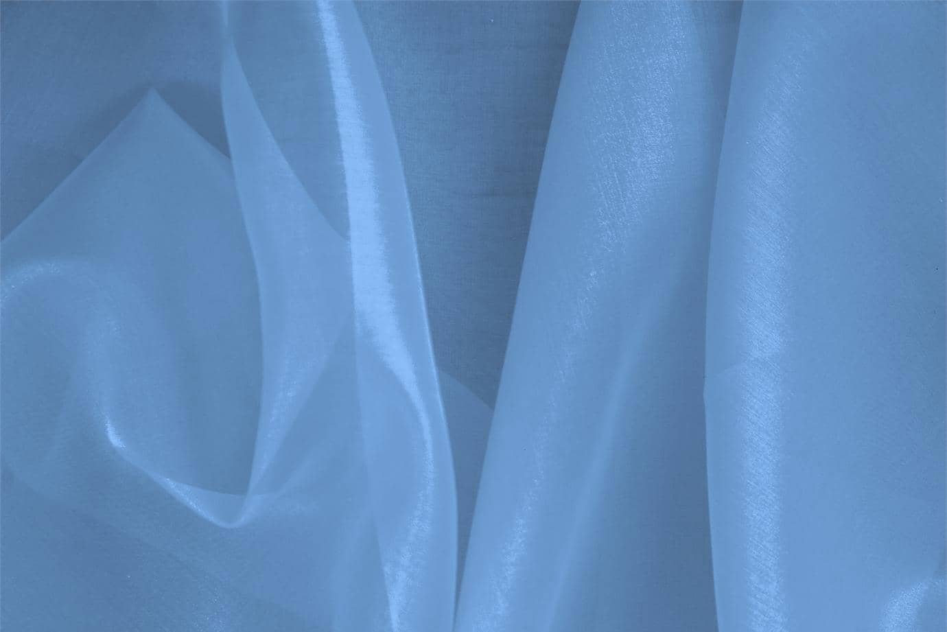 Capri blue pure silk organza fabric for dressmaking | new tess