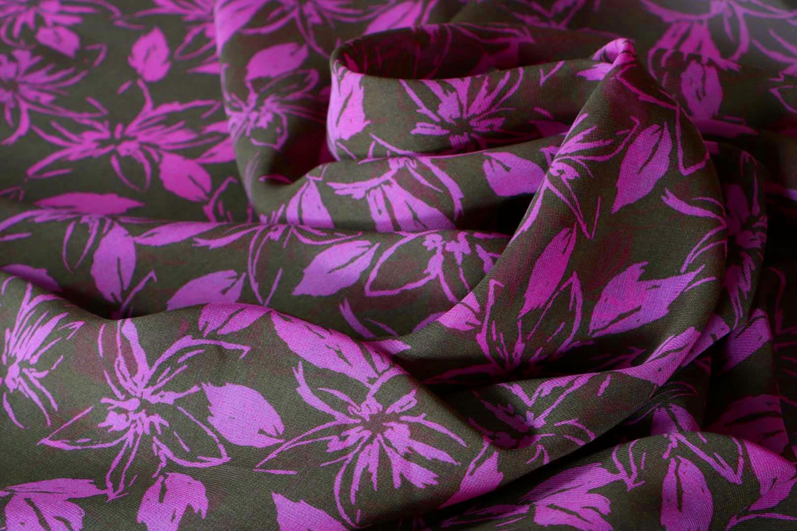 Brown, Fuxia Silk Georgette fabric for dressmaking