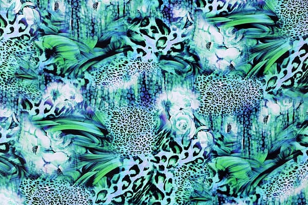 Blue, Green Silk Habutai fabric for dressmaking
