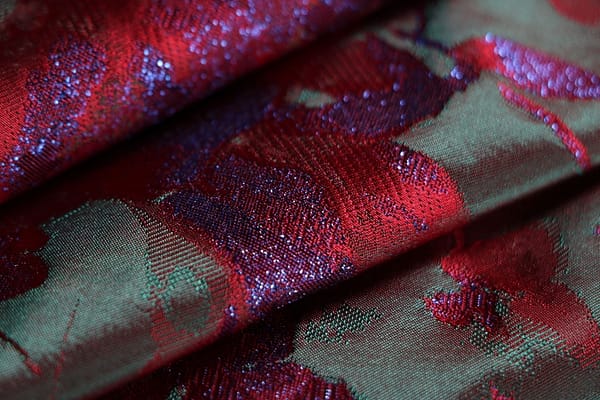 Green, Red Polyester, Silk fabric for dressmaking