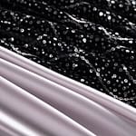 Sequined black velvet fabric for dressmaking | new tess