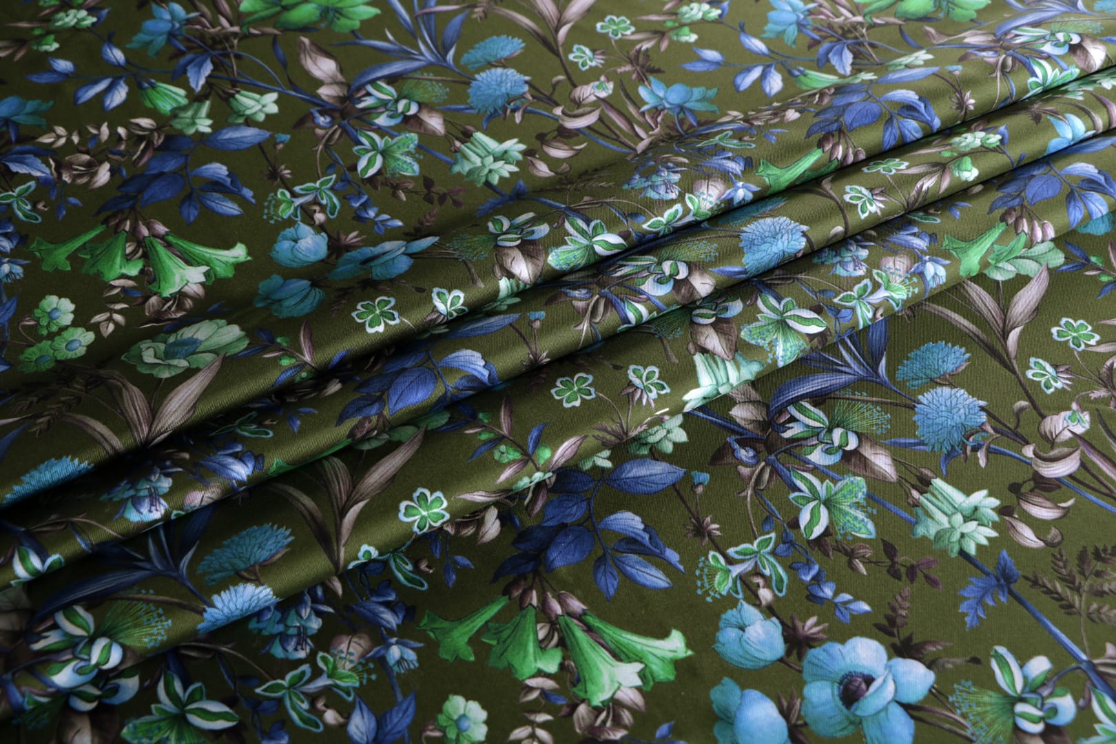 Blue, Green Silk fabric for dressmaking