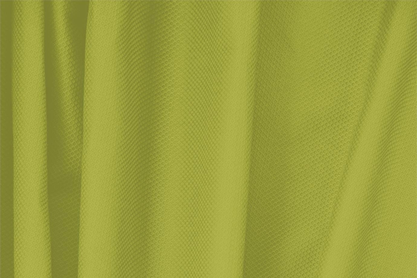 Tessuto Piquet Stretch Verde Acido in Cotone, Stretch per abbigliamento