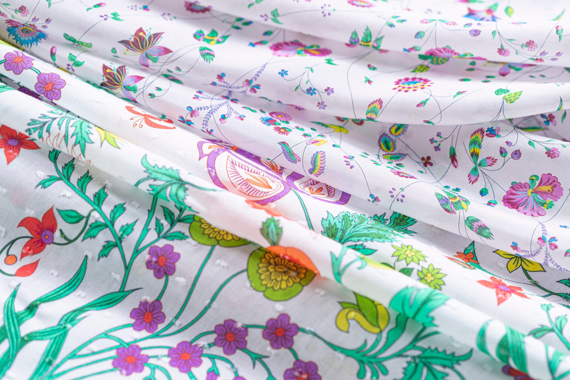 Floral silk and cotton fabrics | new tess