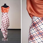 Orange tartan print in pure silk satin | new tess