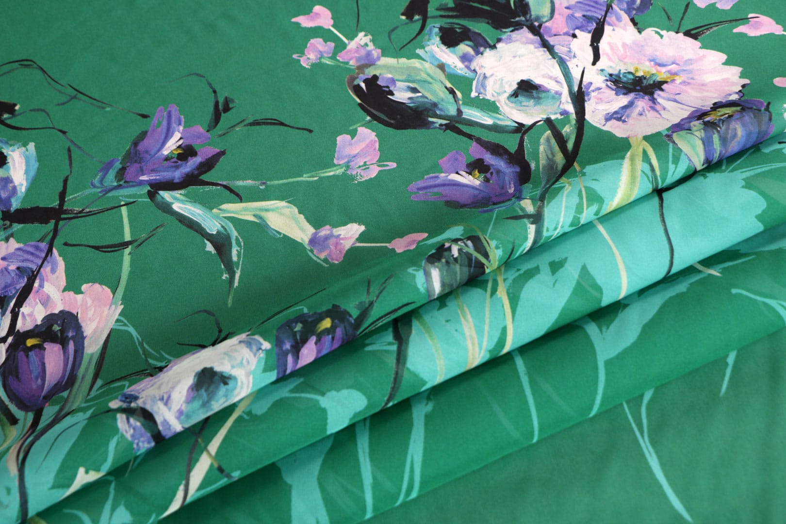Tessuto Georgette Multicolore, Verde in Seta per abbigliamento