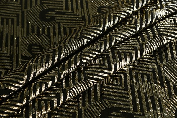 Black, Silver, Yellow Polyester, Silk, Wool fabric for dressmaking