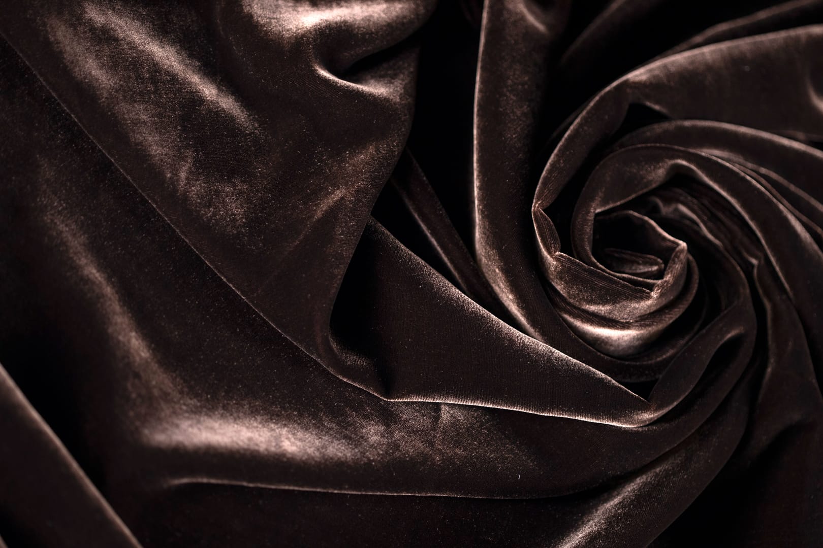 Brown Silk and Viscose Velvet Fabric -007