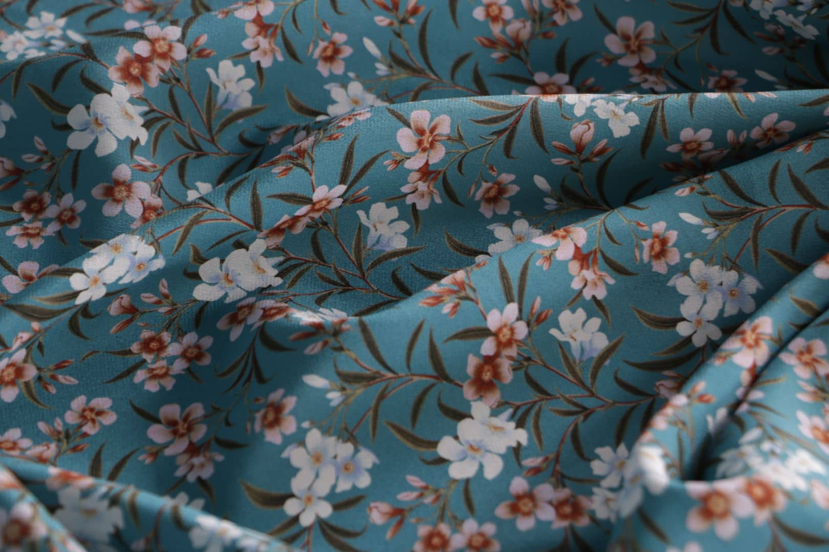 Blue Silk Crêpe de Chine fabric for dressmaking