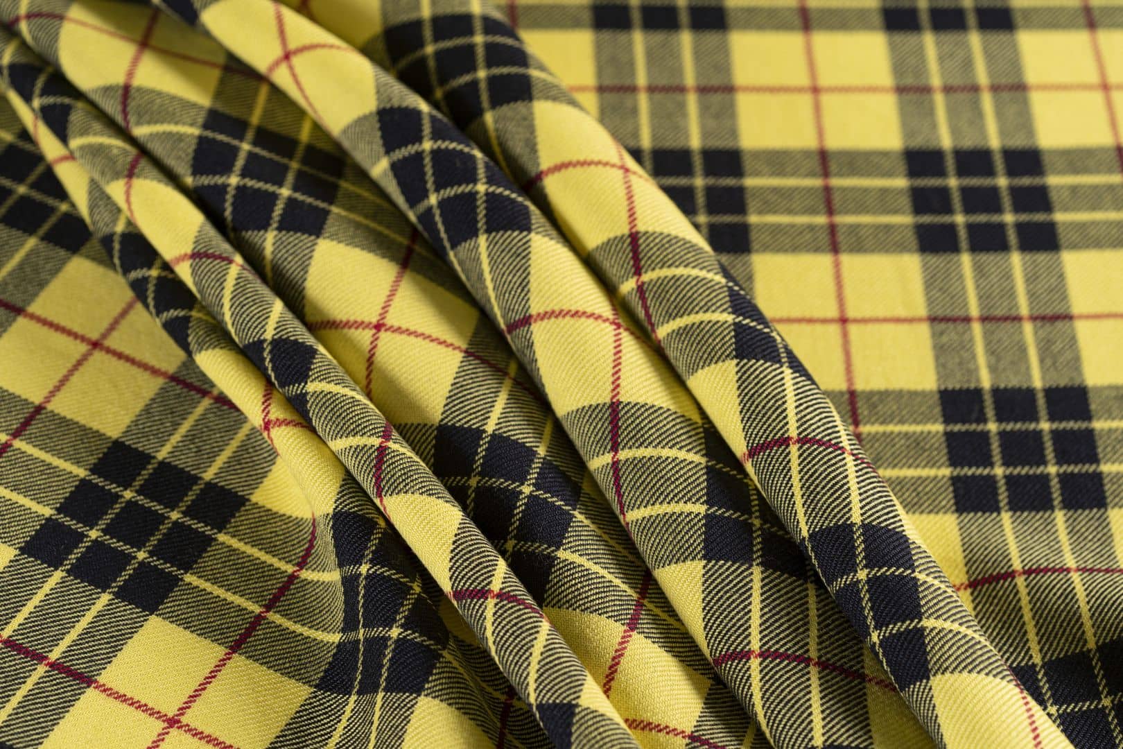 Black, Yellow Wool fabric for dressmaking