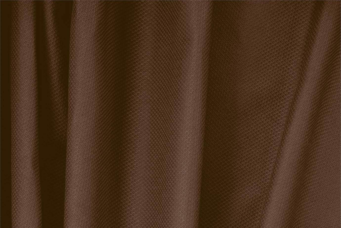 Tissu Piquet Stretch Marron cacao en Coton, Stretch pour vêtements