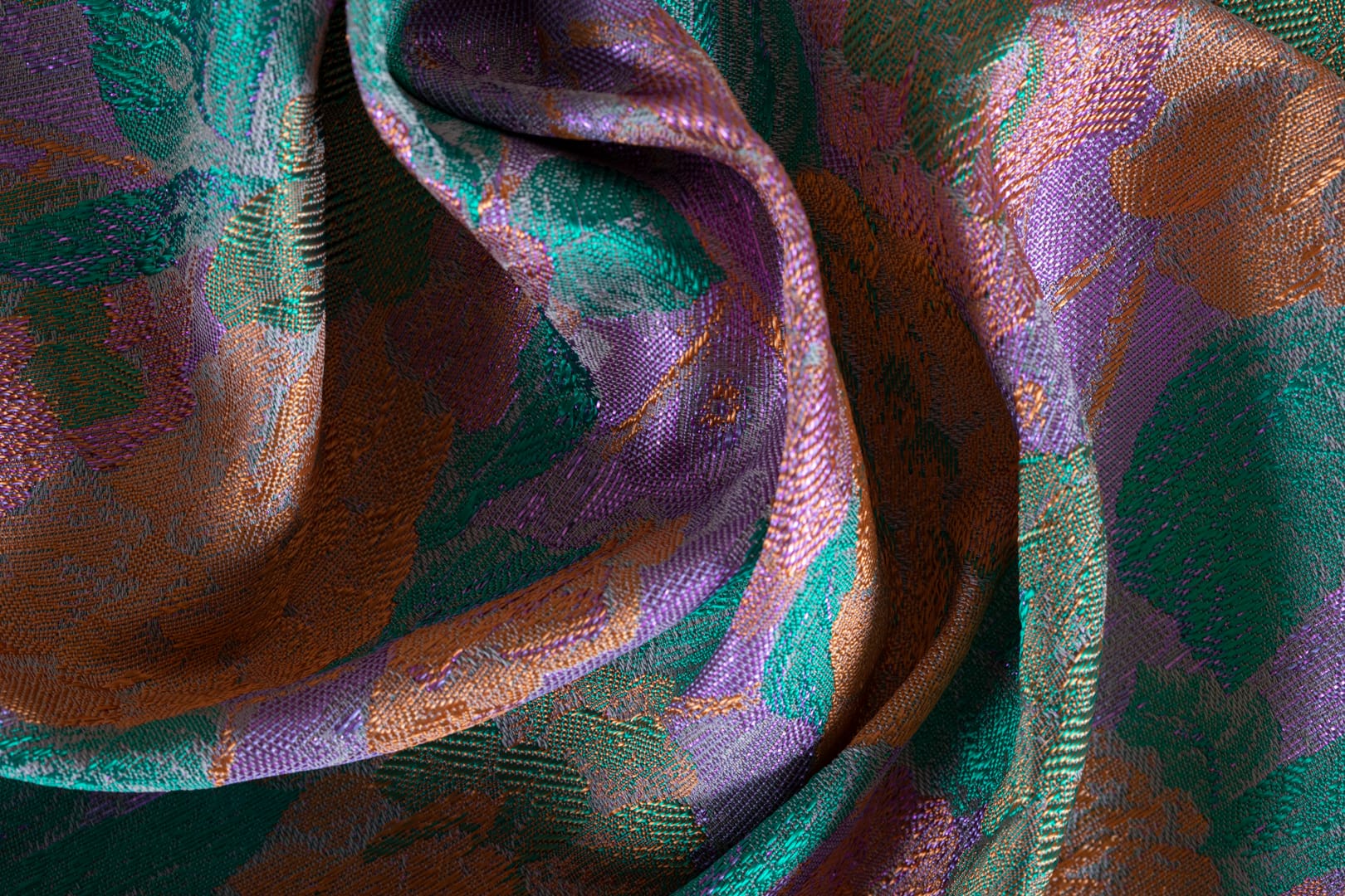 Green, Orange, Pink Polyester fabric for dressmaking