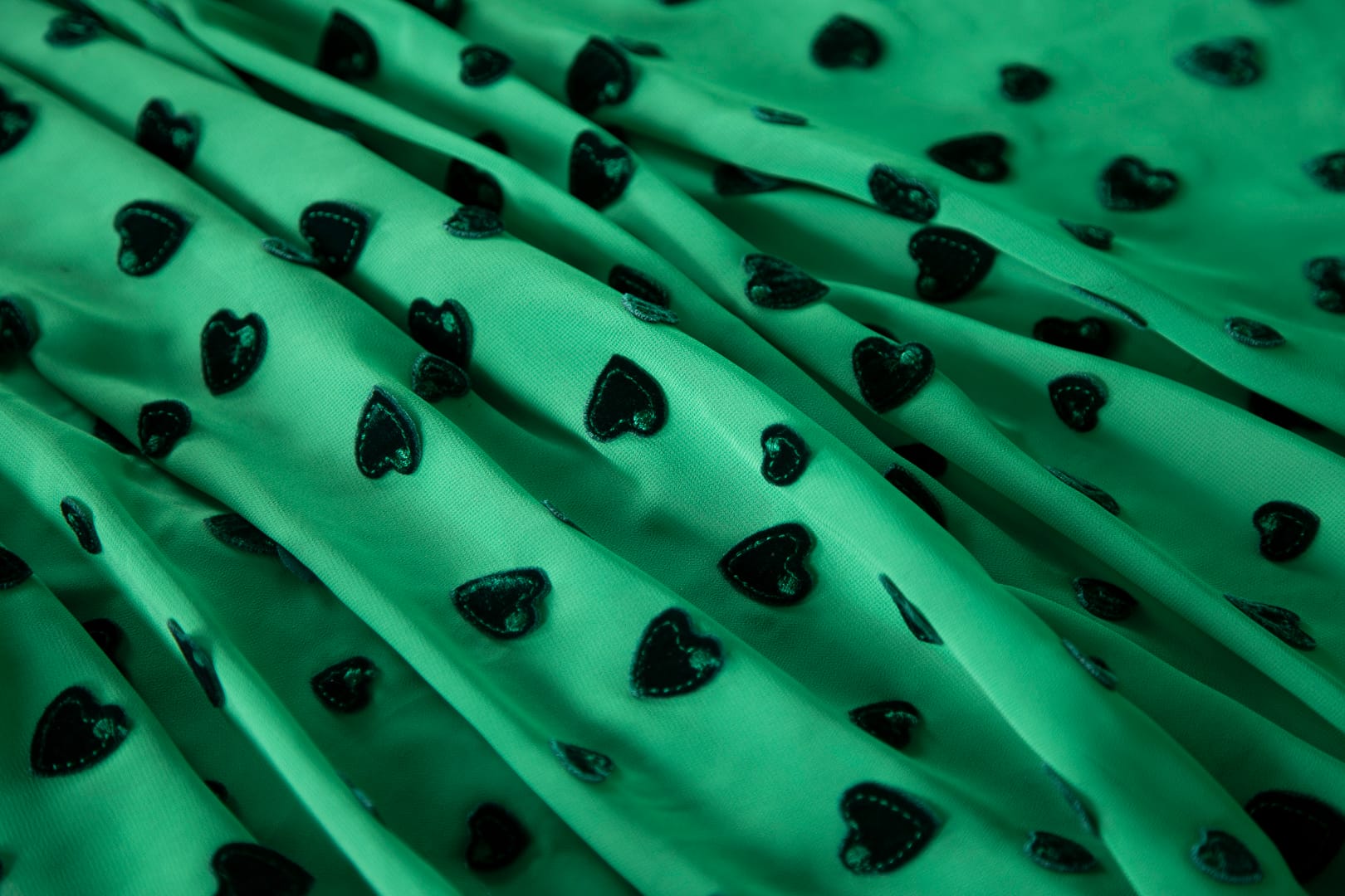 Green Polyester, Viscose fabric for dressmaking